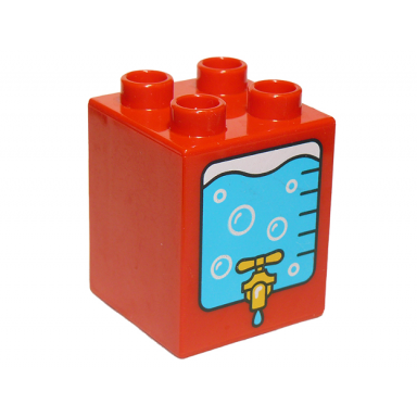 red duplo brick 2 x 2 x 2 with water cooler with tap pattern