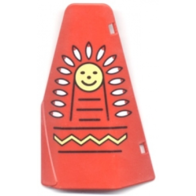 red duplo door window pane tepee with indian face pattern
