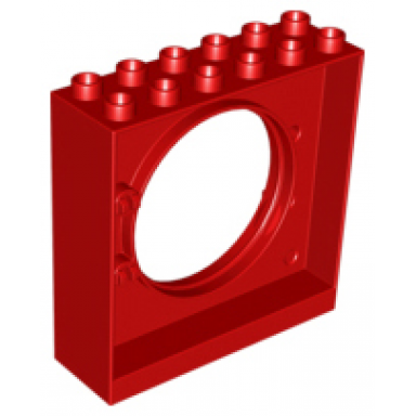 red duplo ball tube exit brick 2 x 6 x 5 with round doorway