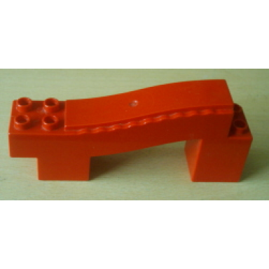 red duplo road section incline with 4 studs at bottom bumpy edges