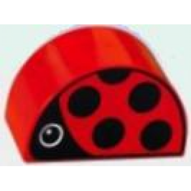 red duplo brick 2 x 4 x 2 slope curved double with ladybug pattern