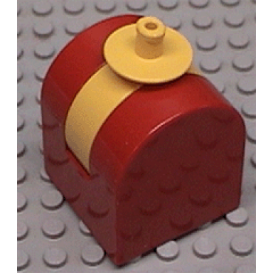 red duplo brick 2 x 2 x 2 curved top with yellow propeller rotor holder