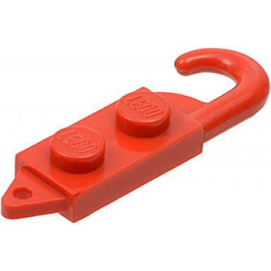 red hook plate modified 1 x 2 with crane hook right