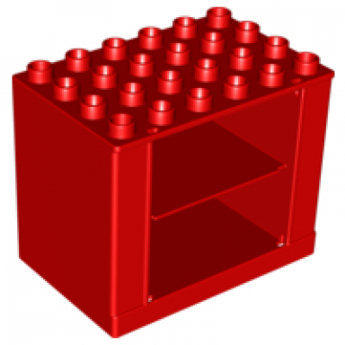 red duplo doll furniture cabinet 6 x 4 x 4 with shelf