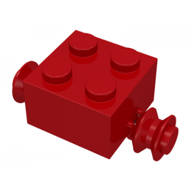 red brick modified 2 x 2 with red wheels for single tire