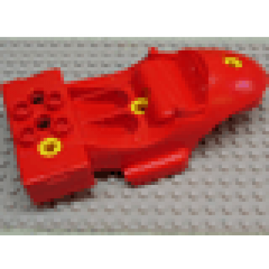 red duplo toolo racer body 2 x 2 studs in back
