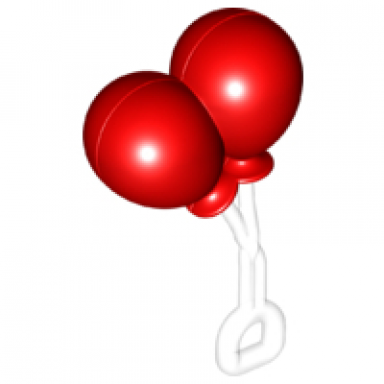 red duplo utensil balloons with frosted trans-clear handle