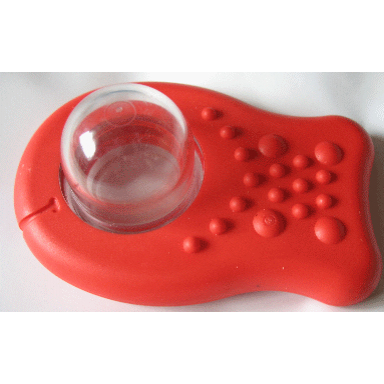 red primo raft small fish-shaped with raised trans-clear plastic bubble