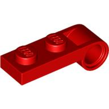 red plate modified 1 x 2 with pin hole on end
