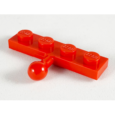 red plate modified 1 x 4 with tow ball