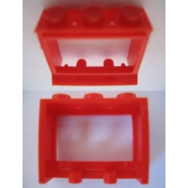 red window 1 x 3 x 2 with extended lip and solid studs no glass