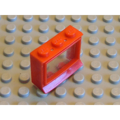 red window 1 x 3 x 2 with extended lip and solid studs with fixed glass