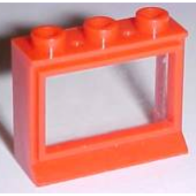 red window 1 x 3 x 2 with extended lip with glass