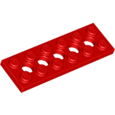 red technic plate 2 x 6 with 5 holes
