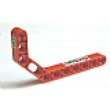 red technic liftarm modified bent thick 1 x 11.5 double with octan and taillight pattern model left stickers - sets 2129 8205