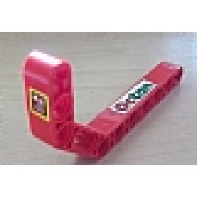 red technic liftarm modified bent thick 1 x 11.5 double with octan and taillight pattern model right stickers - sets 2129 8205