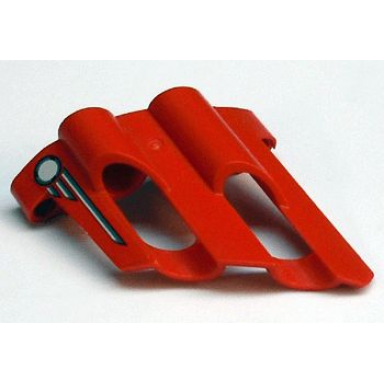 red technic panel fairing 1 large short large holes side a with dark gray and light gray circle and lines pattern sticker - set 8520