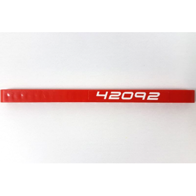 red technic liftarm thick 1 x 15 with white 42092 pattern on both sides stickers - set 42092