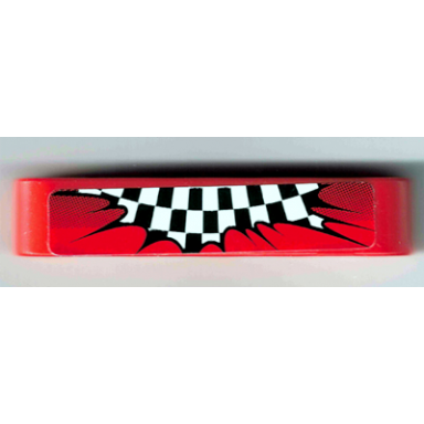 red technic liftarm thick 1 x 5 with black and white checkered flag explosion on red background pattern sticker - set 8242