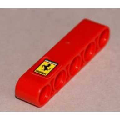 red technic liftarm thick 1 x 5 with ferrari logo pattern sticker - set 8653