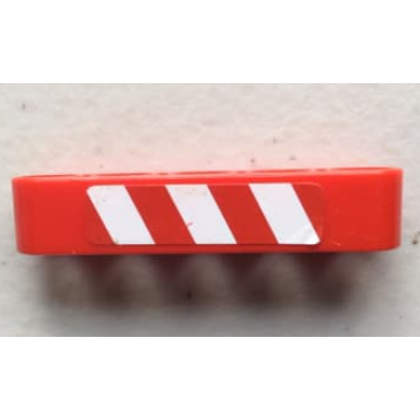 red technic liftarm thick 1 x 5 with red and white danger stripes pattern model right side sticker - set 8294