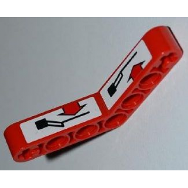 red technic liftarm modified bent thick 1 x 7 4 - 4 with lift operating instructions pattern stickers - set 8186