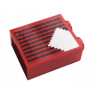 red brick 1 x 2 x 2 with inside stud holder with gray stripes and white stripe small pattern sticker - set 10272