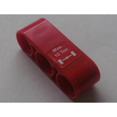 red technic liftarm thick 1 x 3 with max 10 ton and wheels pattern sticker - set 8289