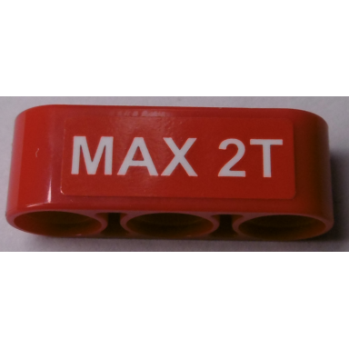 red technic liftarm thick 1 x 3 with max 2t pattern sticker - set 60181