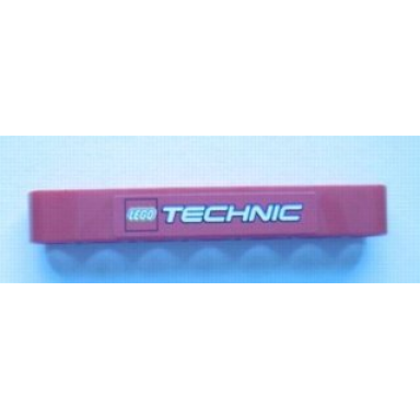 red technic liftarm thick 1 x 7 with lego technic logo pattern sticker - set 8048