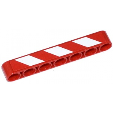 red technic liftarm thick 1 x 7 with red and white danger stripes thin pattern model left side sticker - set 42024