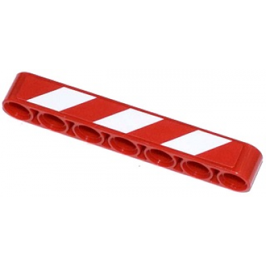 red technic liftarm thick 1 x 7 with red and white danger stripes thin pattern model right side sticker - set 42024