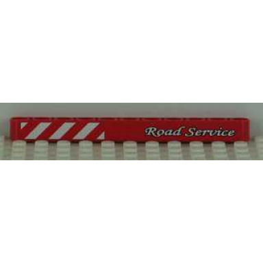 red technic liftarm thick 1 x 11 with danger stripes and road service model left pattern sticker - set 8109