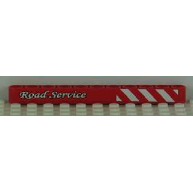 red technic liftarm thick 1 x 11 with danger stripes and road service model right pattern sticker - set 8109