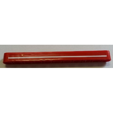 red technic liftarm thick 1 x 11 with white line on red background pattern sticker - set 8258