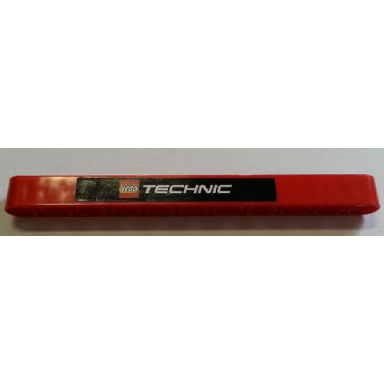 red technic liftarm thick 1 x 11 with lego technic logo on black background pattern sticker - set 8258