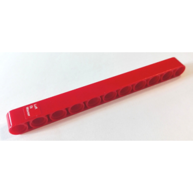 red technic liftarm thick 1 x 11 with luft ãl and wasser pattern sticker - set 8289