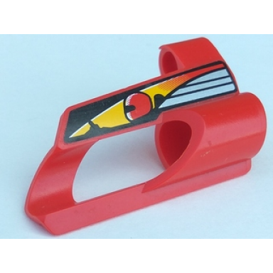 red technic panel fairing 5 small short large hole side a with driver in red helmet pattern sticker - set 8241