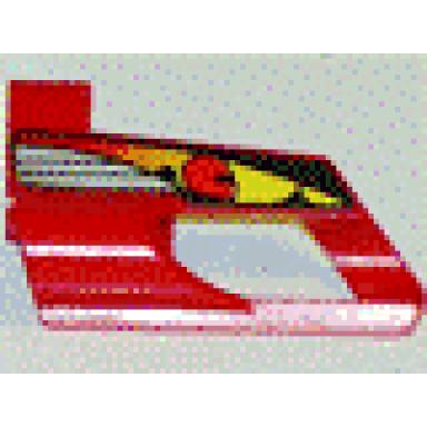 red technic panel fairing 6 small short large hole side b with driver in red helmet pattern sticker - set 8241