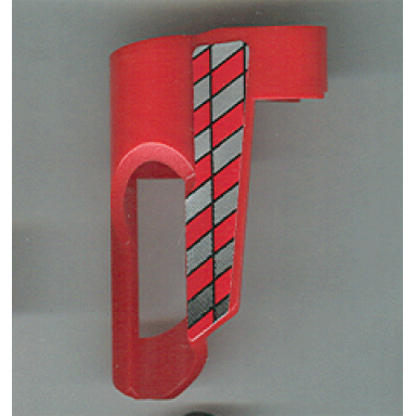 red technic panel fairing 6 small short large hole side b with silver checkered pattern sticker - set 8242