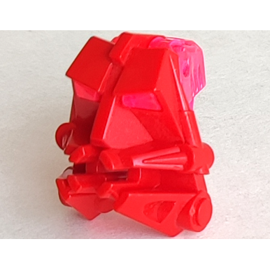 red bionicle head connector block 3 x 4 x 1 2 3 with trans-dark pink eye brain stalk 32553 32554