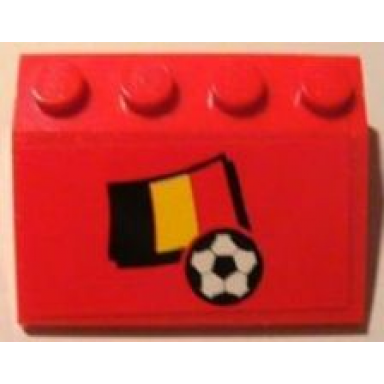 red slope 33 3 x 4 with flag of belgium and soccer ball on red background pattern sticker - set 3407