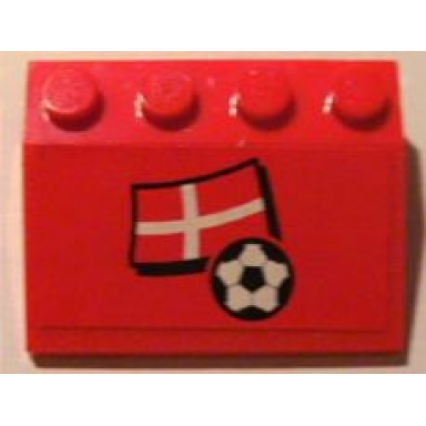 red slope 33 3 x 4 with flag of denmark and soccer ball on red background pattern sticker - set 3407