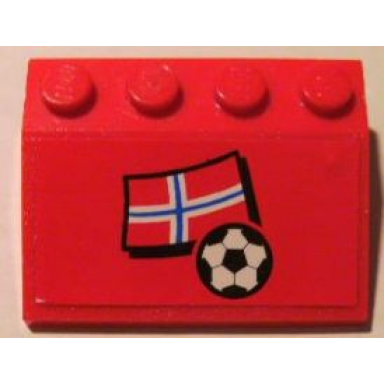 red slope 33 3 x 4 with flag of norway and soccer ball on red background pattern sticker - set 3407