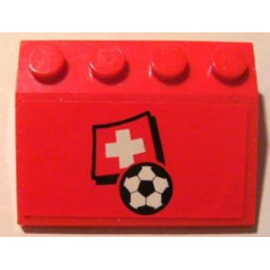 red slope 33 3 x 4 with flag of switzerland and soccer ball on red background pattern sticker - set 3407