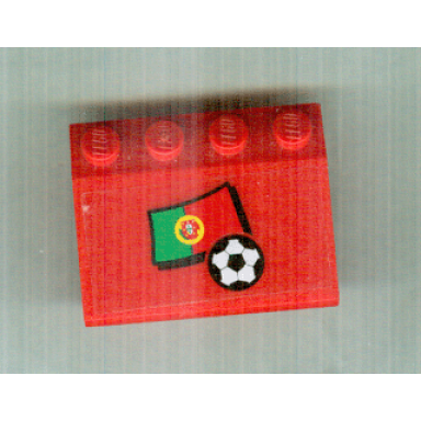 red slope 33 3 x 4 with flag of portugal and soccer ball on transparent background pattern sticker - set 3407
