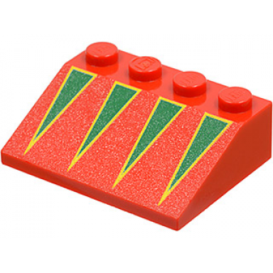red slope 33 3 x 4 with green triangles with yellow borders pattern