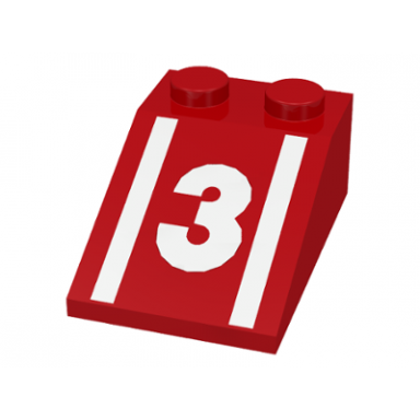 red slope 33 3 x 2 with white number 3 and stripes pattern