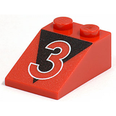 red slope 33 3 x 2 with number 3 with white outline on black triangle pattern