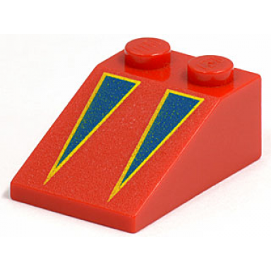 red slope 33 3 x 2 with blue triangles with yellow borders pattern